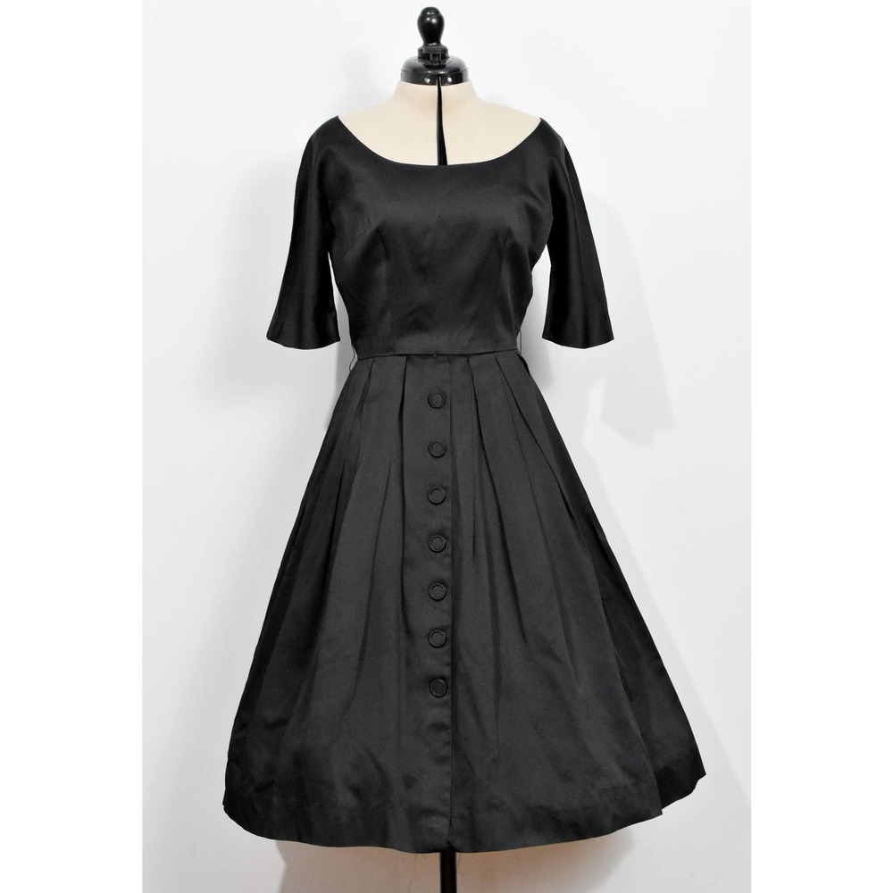 Polly Bergen's Fashion by Jack Squire Black 50s Cocktail Dress - Picture 2 of 6